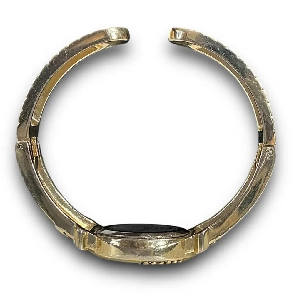 Y2K Vintage Gold Tone Round Face Bangle Cuff Bracelet Watch